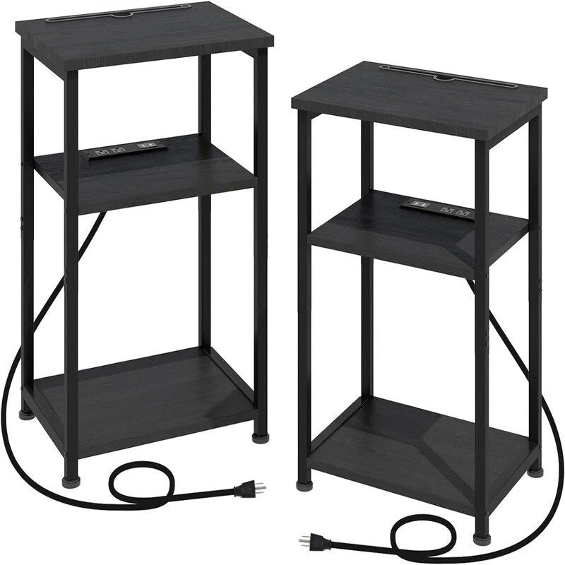 Tavolino laterale stretto con stazione di ricarica - 15.35D x 11.8W x 22.8H