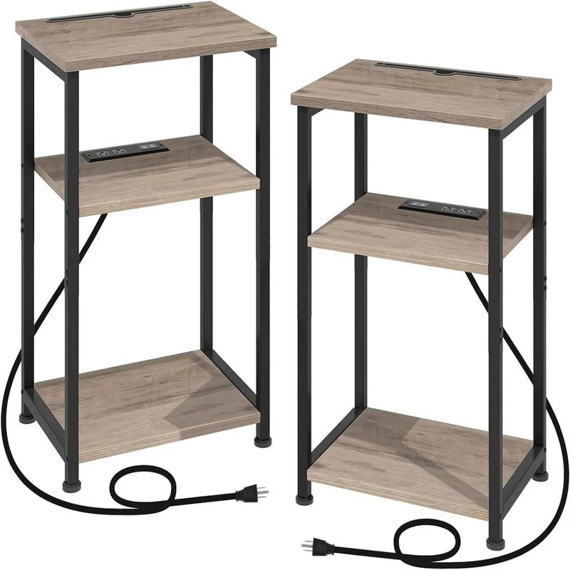 Tavolino laterale stretto con stazione di ricarica - 15.35D x 11.8W x 22.8H