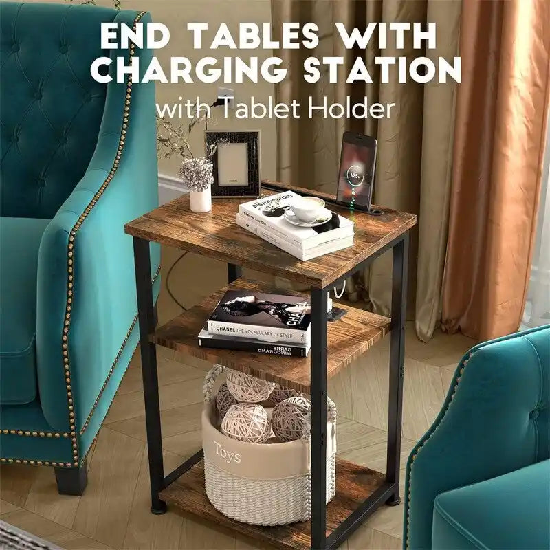 Smalle bijzettafel met laadstation - 15.35D x 11.8W x 22.8H
