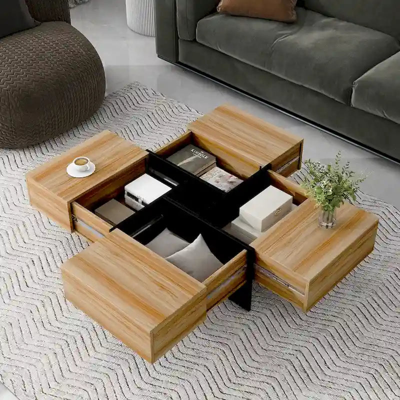 Mesa de centro com 4 compartimentos de arrumação ocultos