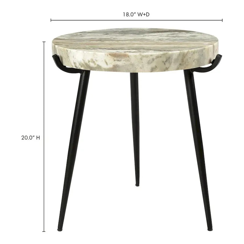 Moderní odkládací stolek s mramorovou deskou - 18W x 18D x 20H