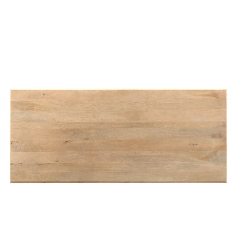 Esstisch aus massivem Holz mit zwei Säulenfüßen