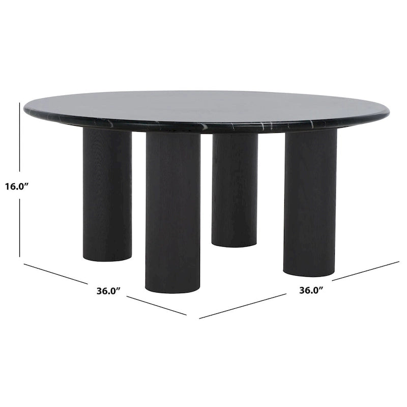 Runder Couchtisch mit Marmoroptik - 36Bx36Tx16H